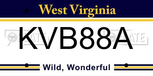 KVB88A West Virginia License Plate