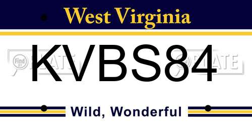 KVBS84 West Virginia License Plate