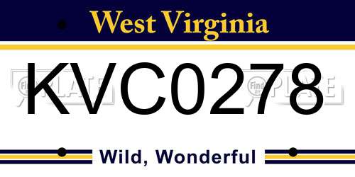 KVC0278 West Virginia License Plate