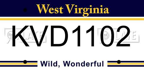 KVD1102 West Virginia License Plate