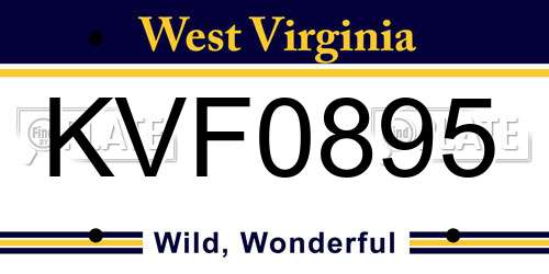 KVF0895 West Virginia License Plate