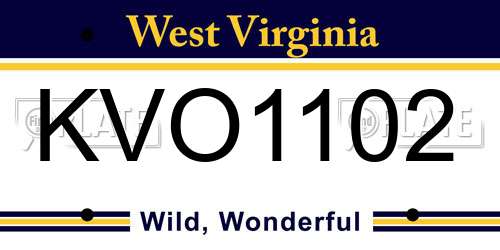KVO1102 West Virginia License Plate