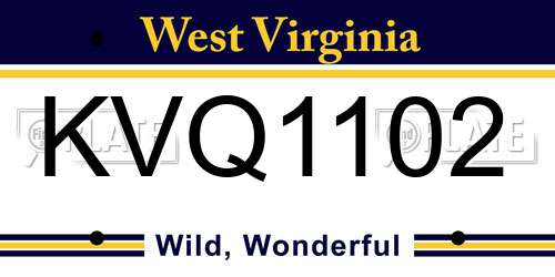KVQ1102 West Virginia License Plate