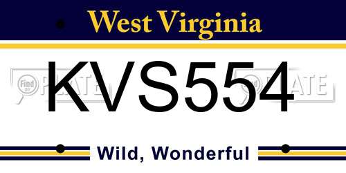 KVS554 West Virginia License Plate