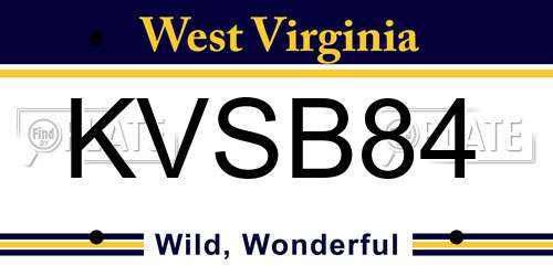 KVSB84 West Virginia License Plate