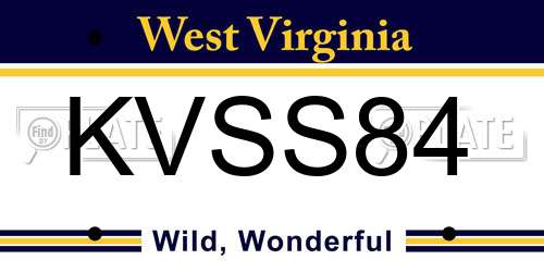 KVSS84 West Virginia License Plate