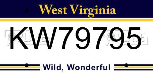 KW79795 West Virginia License Plate