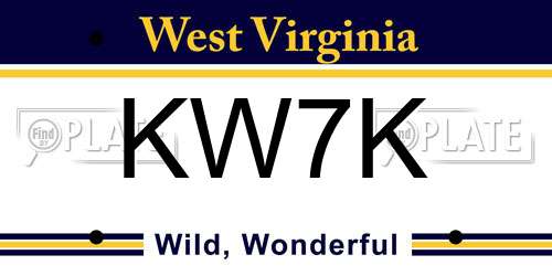 KW7K West Virginia License Plate