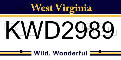 KWD2989 West Virginia License Plate
