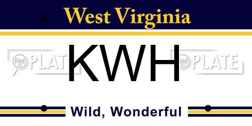 KWH West Virginia License Plate