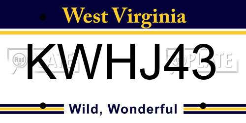 KWHJ43 West Virginia License Plate