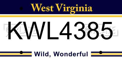 KWL4385 West Virginia License Plate