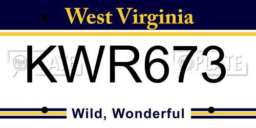KWR673 West Virginia License Plate