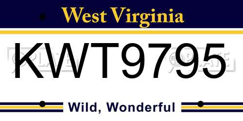 KWT9795 West Virginia License Plate