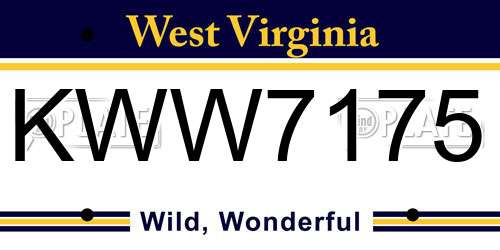 KWW7175 West Virginia License Plate