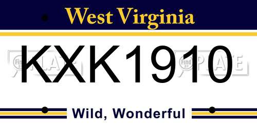 KXK1910 West Virginia License Plate