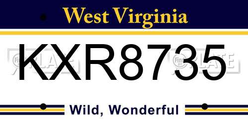 KXR8735 West Virginia License Plate