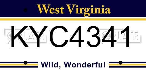 KYC4341 West Virginia License Plate