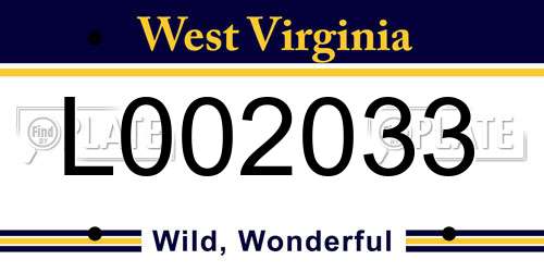 L002033 West Virginia License Plate