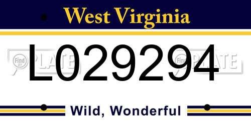 L029294 West Virginia License Plate