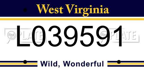 L039591 West Virginia License Plate