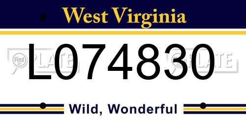 L074830 West Virginia License Plate