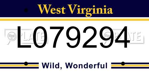 L079294 West Virginia License Plate