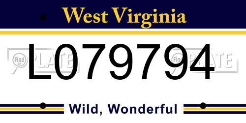 L079794 West Virginia License Plate