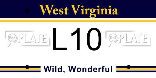 L10 West Virginia License Plate