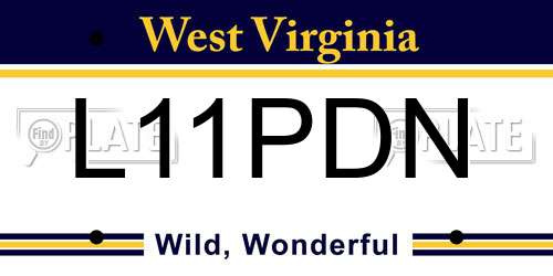 L11PDN West Virginia License Plate