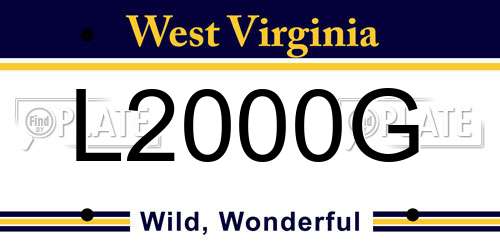L2000G West Virginia License Plate