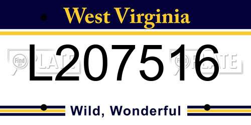 L207516 West Virginia License Plate