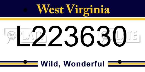 L223630 West Virginia License Plate