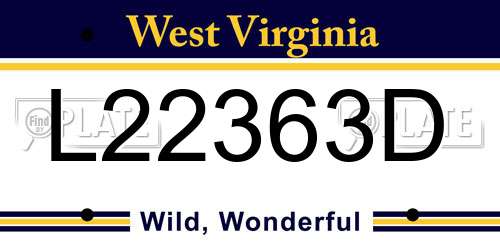 L22363D West Virginia License Plate