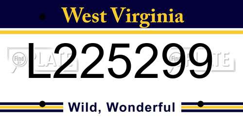 L225299 West Virginia License Plate
