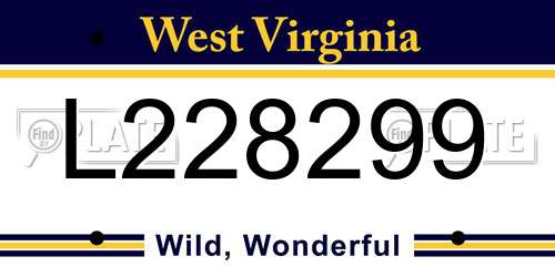L228299 West Virginia License Plate