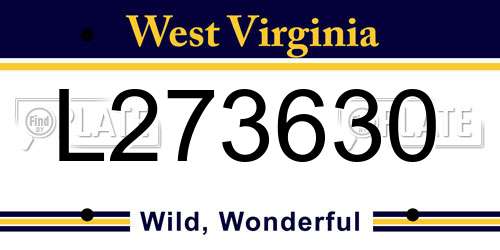 L273630 West Virginia License Plate