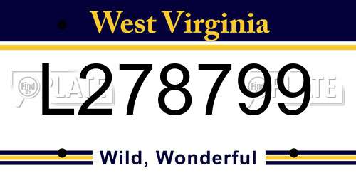 L278799 West Virginia License Plate