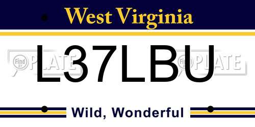 L37LBU West Virginia License Plate