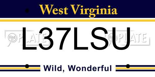 L37LSU West Virginia License Plate