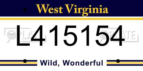 L415154 West Virginia License Plate