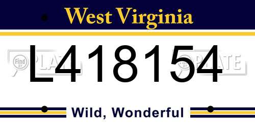 L418154 West Virginia License Plate
