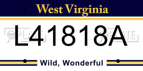 L41818A West Virginia License Plate