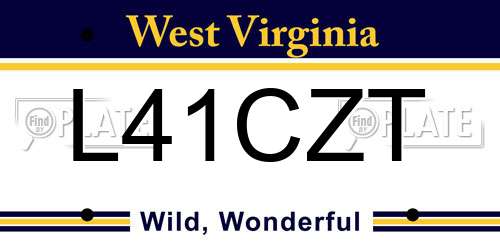 L41CZT West Virginia License Plate