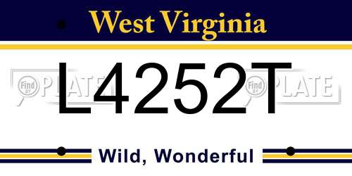 L4252T West Virginia License Plate