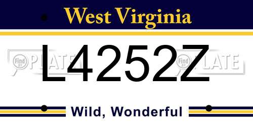 L4252Z West Virginia License Plate