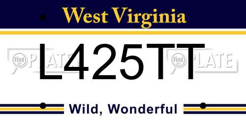 L425TT West Virginia License Plate