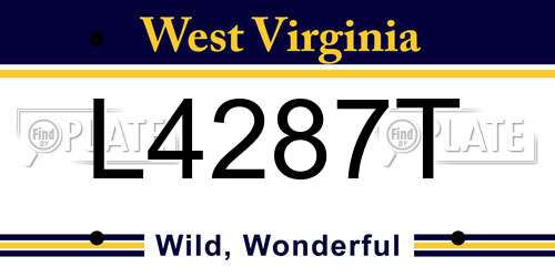 L4287T West Virginia License Plate