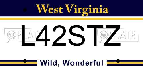 L42STZ West Virginia License Plate