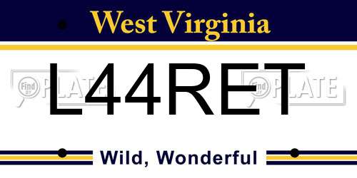 L44RET West Virginia License Plate